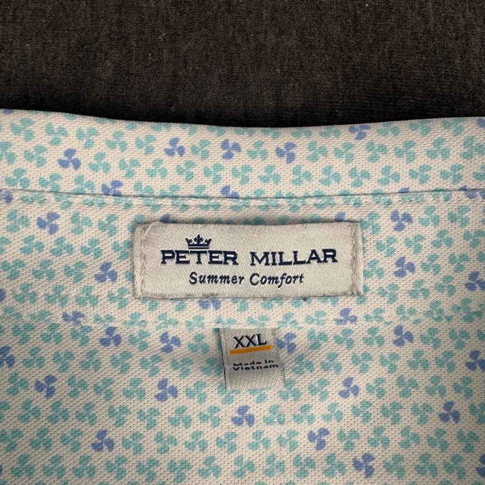 Peter Millar Summer Comfort Mens XXL Blue Floral Clover Golf Polo Shirt XXL - Picture 4 of 11